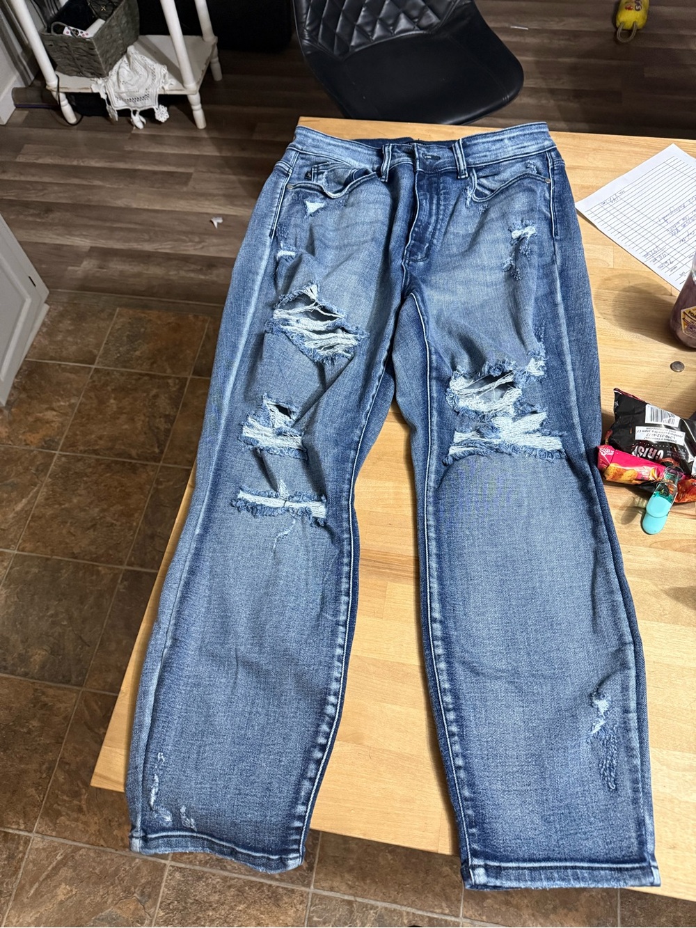 Judy Blue Distressed Light Blue Ripped Jeans